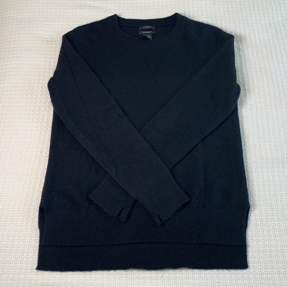 Halogen black crewneck cashmere sweater size small - Picture 3 of 8